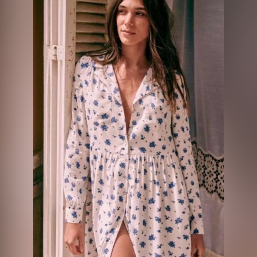Sezane Aurora Dress Roses Bleues - Size 34